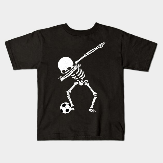 Halloween Dabbing Skeleton Soccer Ball T-Shirt Skeleton Dab Kids T-Shirt by vo_maria